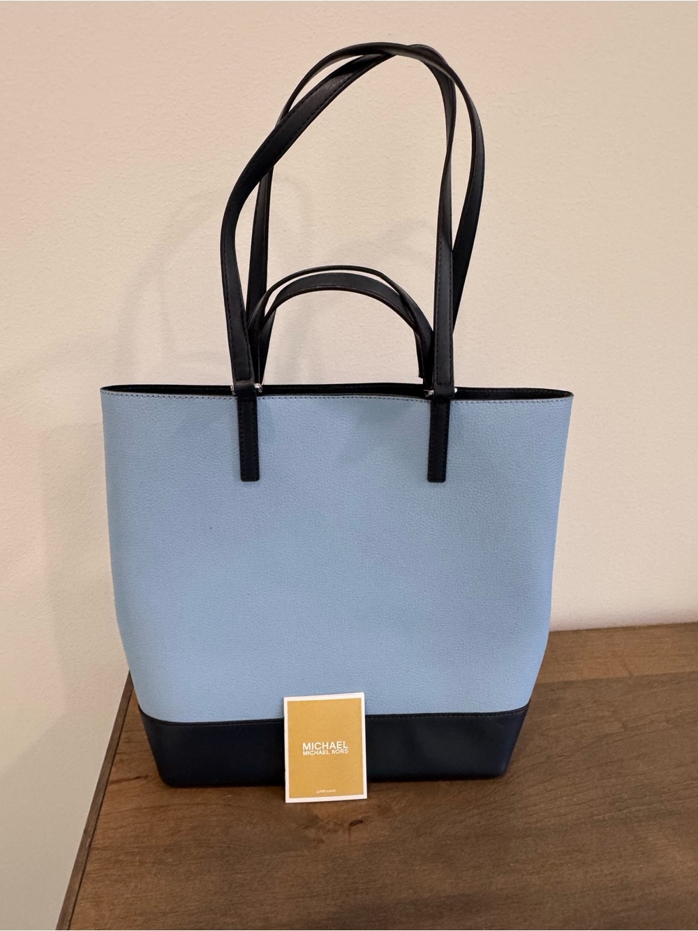Michael Kohrs Two-Tone Light Blue and navy Tote Bag
